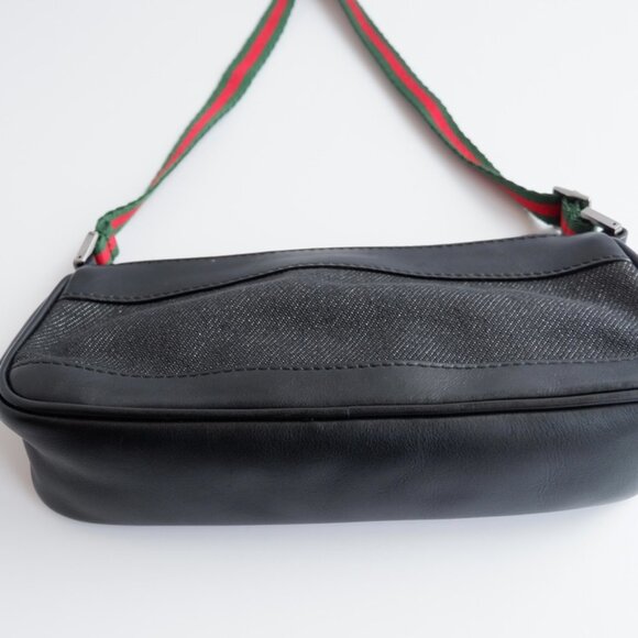 Authentic Preowned Gucci Black Denim/ Leather Sherry Line Micro Shoulder Bag - Picture 9 of 16